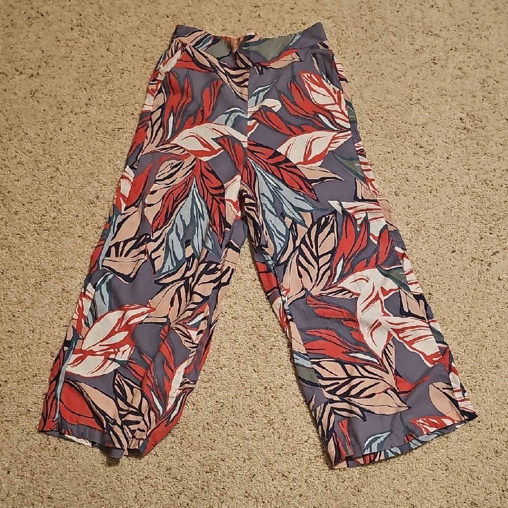 Christian Siriano Red and Blue Abstract Print Pants
